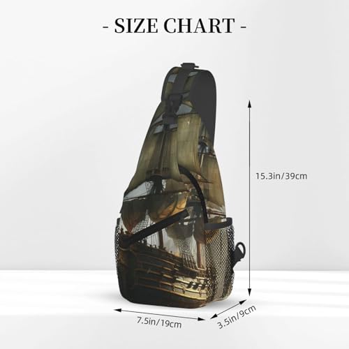 Bolso tipo sling negro para pecho unisex de poliéster miniatura 2
