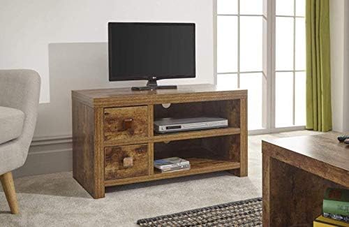 Home Source - Particle Board Study Walnut Effect 2 Drawer 1 Shelf TV Stand Entertainment Unit