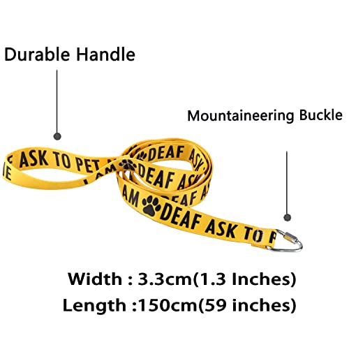 LEVLO Funny Dog Leash Sleeve I Am Deaf Ask To Pet Me - Yellow, 59 Inches, I Am Deaf Ask To Pet Me-YE - Image 2