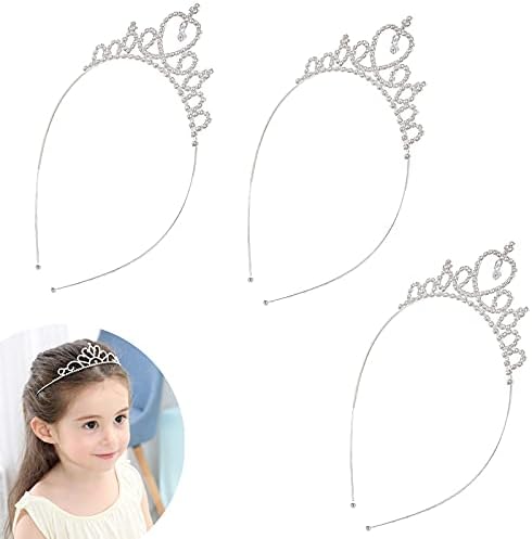 3 Pcs Rhinestone Princess Crown Headband Hair Hoops Bridal Hairbands Tiara Party Headwear Wedding Hair Accessories for Bride, Bridesmaid, Princess, Girl