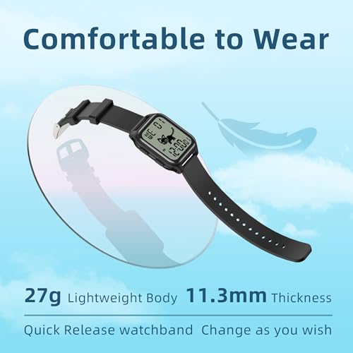EZON T048 Digital Kids Watch for Teens Girls Boys,Sport Watch with Virtual Pet Cat Step Counter Stopwatch Pedometer Timer Alarm, No App Waterproof Fitness Tracker for Ages 7-18 - Thumbnail 4