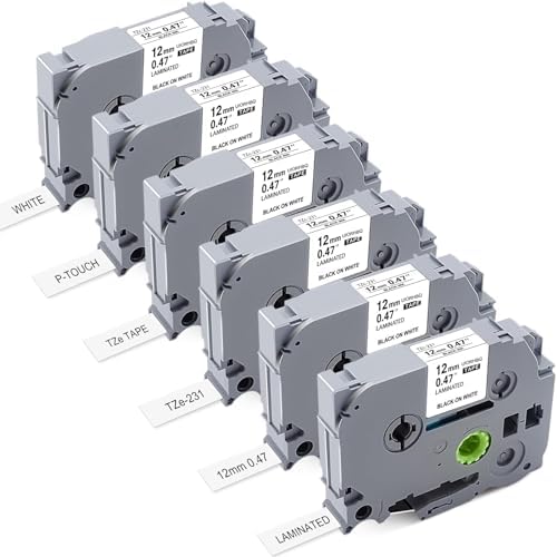 Tzs131 Tape Nastro Brother TZe-231 - 5x Nastri Adesivi 12mm Per P-Touch, 8m, Multicolore Brother P Touch 1000 - Foto 5