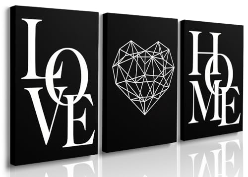 GUBIYU Love Home Wall Decor Black and White Farmhouse Modern Art for Entryway Hallway - Family Sign Express Warmth 12"x16"