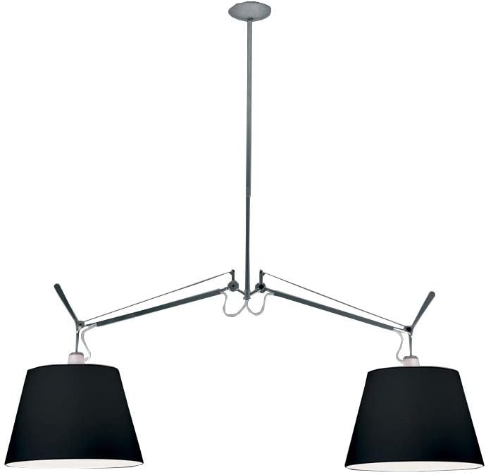 Artemide TOL1050 Tolomeo - One Light Double Shade Suspension with 14" Diffuser, Shade Options: Black
