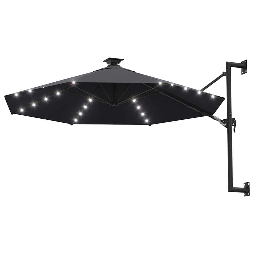 Genérico Sombrilla de jardín de Pared con Luces LED Antracita 300 cm,Casa y jardín,Jardín,Artículos de Exterior,Sombrillas,312524