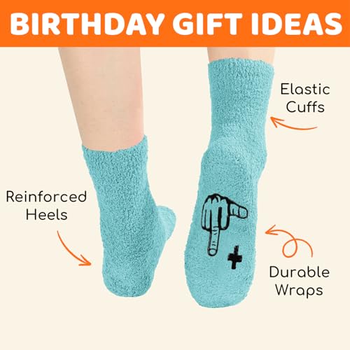 Image of HAPPYPOP Birthday Gifts for Women - Fuzzy Socks for 51 52 53 54 55 56 57 58 59 60 Year Olds