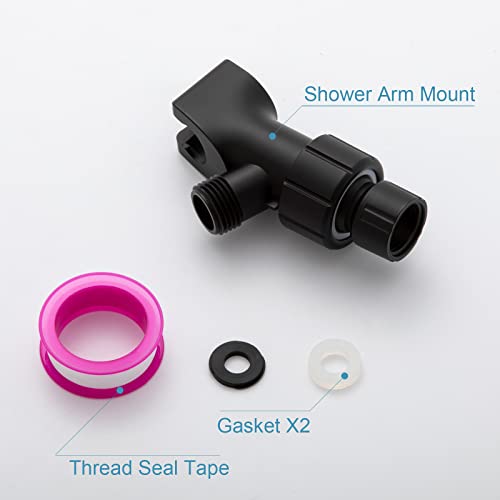 Offo Shower Head Holder For Handheld Shower Head, Adjustable Shower Arm Mount For Connecting Shower Arm And Shower Hose, 1/2 Inch Ips Female Inlet And Male Outlet, Matte Black Finish #TOP6