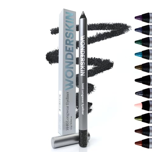 Wonderskin Eyeliner Pencil 1440 Longwear Black Glitter Eyeliner Pencil - Waterproof Sharpenable & Smudge Proof (Black Truffle)