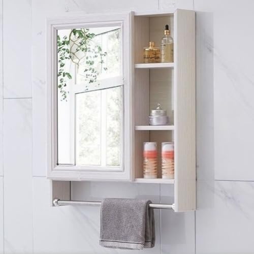 ミラーキャビネット 壁掛け 洗面化粧台 Tasydi 壁飾り鏡 多層収納 タオルハンガー付き 防水 おしゃれ バスルーム、浴室用 (A)