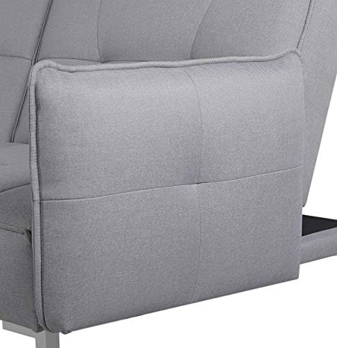 Yaheetech Fabric 2 3 Seater Sofa Bed Modern Click Clack Recliner Couch Settee with Cushions for Living Room/Bedroom/Spare Room Grey