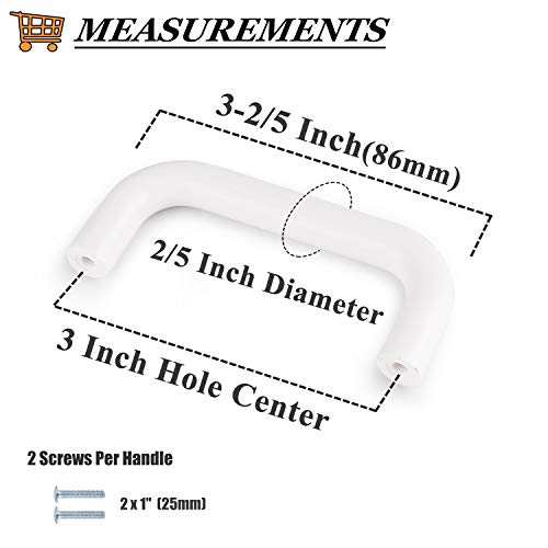 Probrico (10 Pack) White Cabinet Pulls Modern Euro Style Drawer Handles 3 Inch(76Mm) Hole Center Kitchen Cabinet Hardware Plastic Dresser Pulls #TOP1