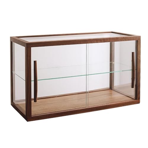Vitrina de madera para panadería con encimera de vidrio transparente y 2 bandejas, ideal para exhibir pasteles y coleccionables