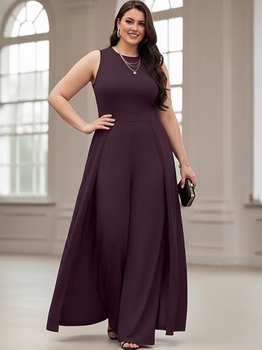 Image of KOH KOH Womens Sleeveless Flattering Dressy Long Pant Cape Elegant Jumpsuit