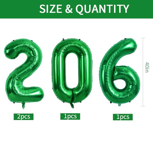 Image of TONIFUL 2026 Graduation Balloons 42Inch Dark Green 2026 Number Balloons Aluminum Foil Mylar Balloons for New Year Eve Graduation Decorations Class of 2026 Anniversary 2026 Grad Party Supplies