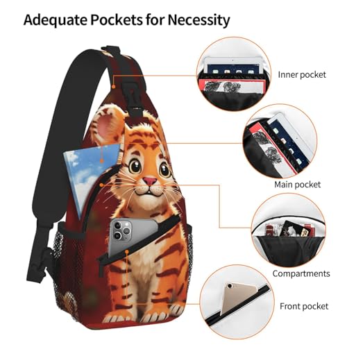 Mochila tipo sling para mujeres y hombres diseño tigre miniatura 4