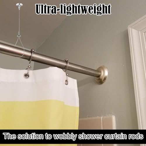Kleiderstange Deckenhalterung Set, Stabil Verstellbar Kleiderschrank Rohrschelle Hochbelastbar Kleiderstangen Halterung System für Gebogene L-Förmige & Gerade Duschstangen