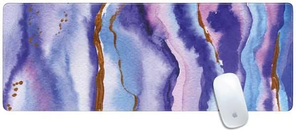 Skinit Small Gaming Mouse Pad - Tuscan Sun Watercolor Geode Design with Stitched Edges, Waterproof, Non-Slip Rubber Base, Desk Mat for Keyboard & Mouse, 12.6" x 11" inches