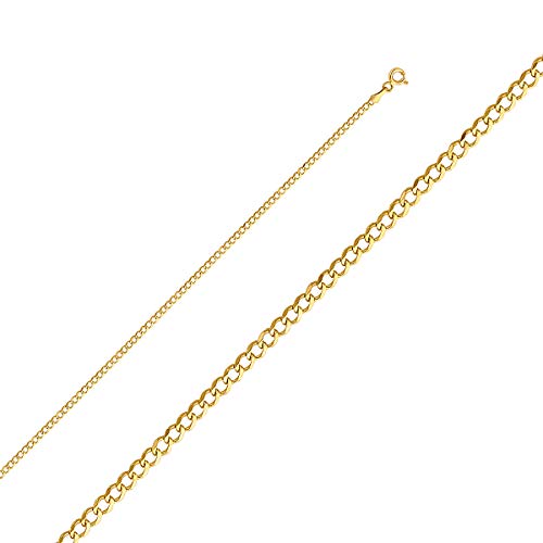 Tgdj 14K Yellow Gold Chains With A Pocker Charm Pendant With 2.0 Mm Cuban Chain | Spring Ring Clasp Pattern Unisex Necklace With Jewelry Box | Royal Flush Playing Cards Of Hearts, Four Aces (20) #TOP3