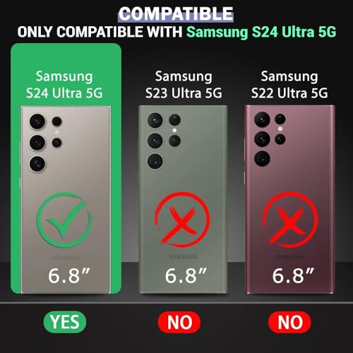 Image of REALCASE Polycarbonate For Samsung Galaxy S24 Ultra Case | Compatible For Magsafe | Magnetic Transparent Back | Military Grade Shockproof Drop Protection Slim Bumper Cover Phone Case (Clear Purple)