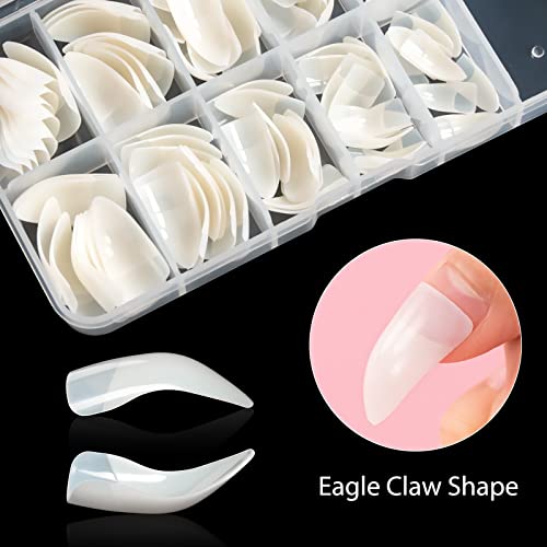 Aoraem 100Pcs Long Stiletto Nail Tips,10 Sizes Artificial Press On Nail Tips Halloween Style Natural Stiletto False Eagle Claw Art For Nail Salons (Natural) #TOP1
