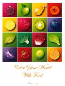Colors of Health Fruit and Vegetable Poster - 18 x 24 - Laminated