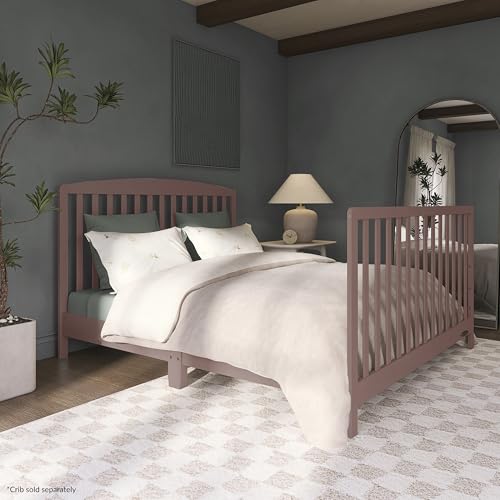 Image of Dream On Me Universal Crib to Full Size Bed Conversion Kit, Solid Wood Bed Rails for Select Convertible Cribs, Strong & Stable Support, Baltic Amber