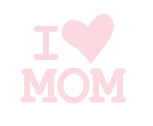 I Heart Mom Iron On Transfer, I Love Mom Tshirt Decal, Mom Shirt Sticker, HTV Graphic Vinyl Patch, Pick Size Color, Iron-On Almost Anything (Pink)