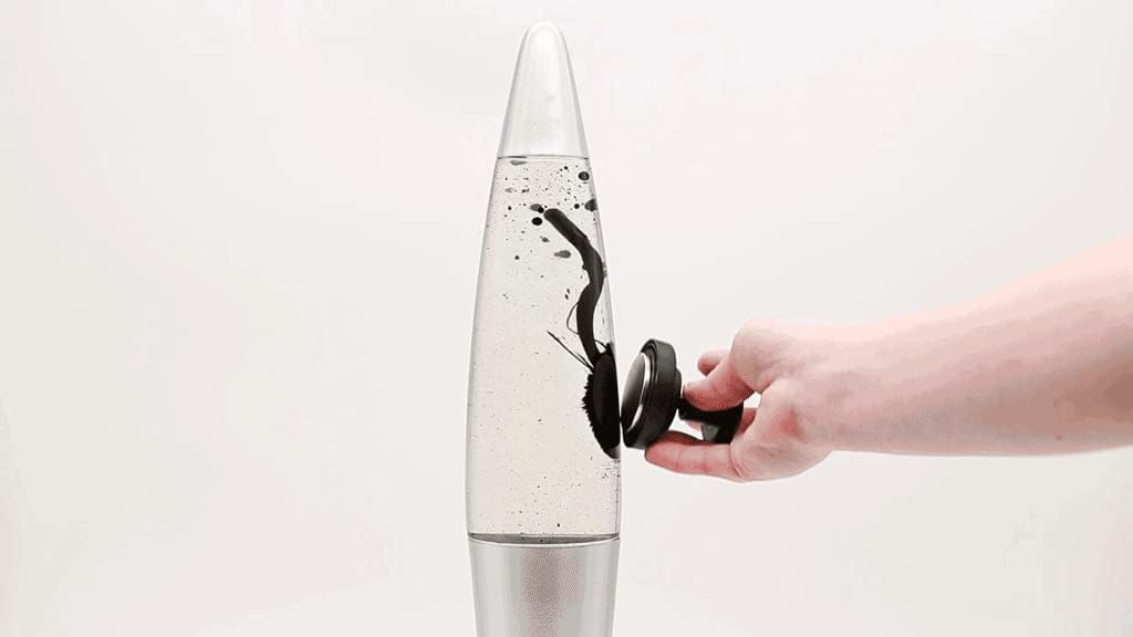 Inspired Designs Retro Rocket Ship Ferrofluid Lava Lamp with Magnetic Black Wax and Clear Liquid, 15 inch