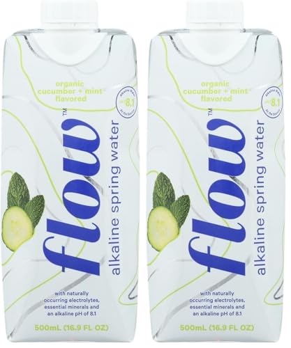 Flow Water, Organic Cucumber Mint Spring Water, 16.9 Fl Oz (Pack of 2)