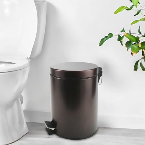 Stainless Steel Small Trash Can with Lid & Step Pedal - 5 Liters/1.3 Gallon Soft Close Waste Basket...