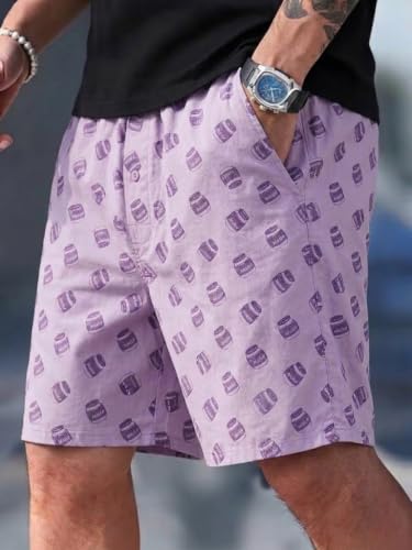 Image of Men's Cotton Casual Shorts |Striped Half Pants for Men |Comfortable | Elastic Waist with Drawstring | Lightweight & Comfortable for Beach Vacations, Casual Daily Outings & Sleepwear Bermuda Shorts