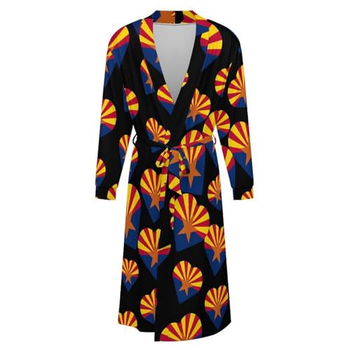 Arizona Flag Heart Soft Robe Long Sleeve Bathrobes V Neck Sleepwear Spa Robes with Belt Men Woman4