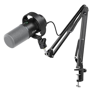 FIFINE K688 Podcast Microphone Kit, USB/XLR Dynamic Microphone with Boom Arm for PC/XLR Mixer, Gaming Mic with Mute Button, Headphone Jack for Vocal, Voice-Over, Streaming, Music Recording -K688CT