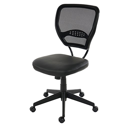 Mendler Fauteuil/Chaise de Bureau Seattle, Charge 150kg, Similicuir - Noir, sans accoudoirs
