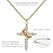 OOTDAY Crown Cross Necklace for Women, 14K Gold Plated Cubic Zirconia Crown Cross Necklace, Diamond Gold Cross Necklaces Non-Tarnish, Dainty Cross Faith Simple Trendy Charm Jewelry Gifts for Women