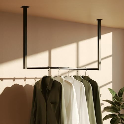 CLP Perchero Fenton I para montaje en techo, perchero de metal, para pasillo, armario y dormitorio, tamaño: 80 x 60 cm