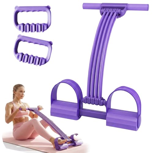 Image of Pedal Resistance Band with Handle, 8 Tube Elastic Yoga Pedal Puller Resistance Band 3‑in‑1 Multifunction Fitness Bands for Arms, Legs, Abdomen, Waist Training