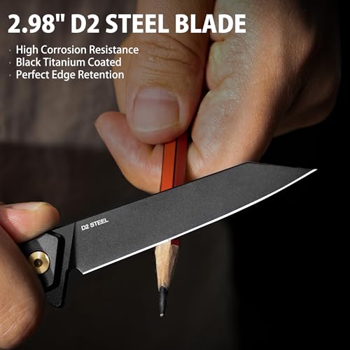 Image of VALHALLA Slim EDC Pocket Knife, 2.98'' D2 Steel Reverse Tanto Folding Knife | Compact Work Knife, Pocket Knife For Men with Clip, Frame Lock, Gift For Men Women