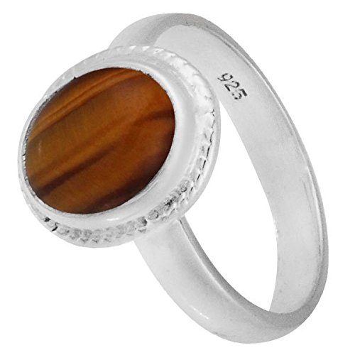 Anillo de ojo de tigre plata ley 925 con orfebrería de alta gama