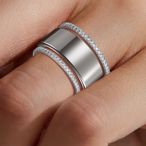 2-Pack 14K Gold Plated Stacking Rings for Oura Gen 4/Oura Gen 3, Cubic Zirconia Simulated Diamond Oura Ring Stack for Wo - Additional View