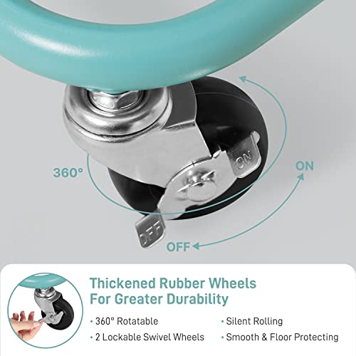 E&D Furniture 3 Tier Rolling Storage Cart With Wheels, Utility Art Craft Supply Cart Organizer On Wheels, Multipurpose Adjustable Makeup Cart Hair Salon Trolley With Handle & Hanging Cups #TOP2