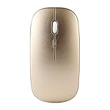 Yowablo 2.4GHz Wiederaufladbare Drahtlose Maus Silent Button Ultra Thin USB Optische Mäuse Neu(1Gold)