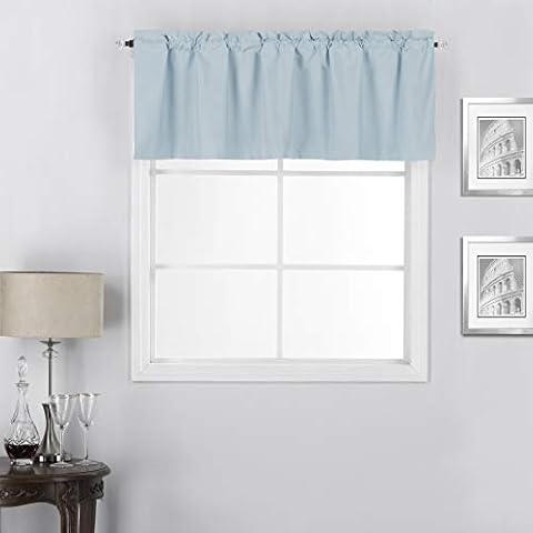 Interior Trends Twilight 1 Piece 100% Blackout Thermal Insulated Rod Pocket Window Curtain Valance (52" W x 18" L, Light Blue) Cover