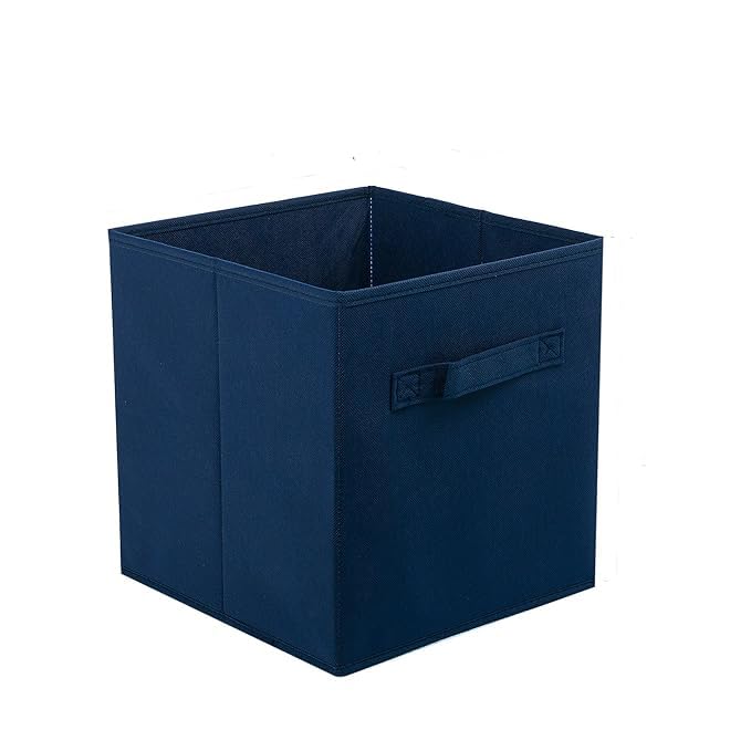 Image of RENVA Fabric Storage Cubes Foldable Storage Bins for Organizing Pantry, Cubbies, Toy Box - Clothes Storage & Closet Organizer (Blue, 1)