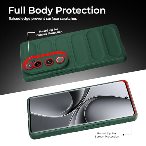 Image of A rtistque Back Cover Case for Vivo V40 / V40 Pro / T3 Ultra 5G | with Inner Fabric | Stylish AirBag Case | Liquid Stripe Silicone | Camera Protection | Anti Slip Grip | Back Cover - Green