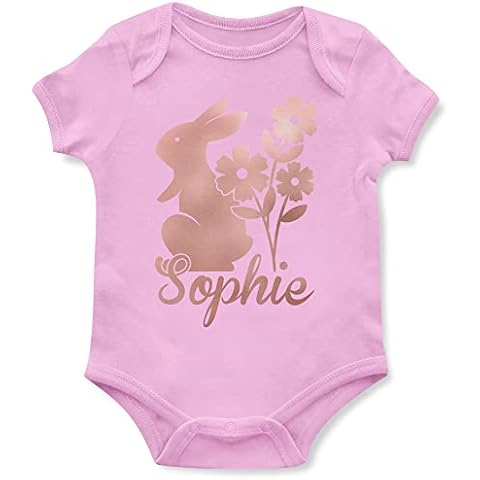 Personalised Rose Gold Easter Bunny Babygrow Cover