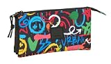 Safta GRAFFITI COLORS - Portatodo Triple, Estuche Infantil, Estuche Niño, Ideal para Niños en Edad Escolar, Cómodo y Versátil, Calidad y Resistencia, 22x3x12 cm