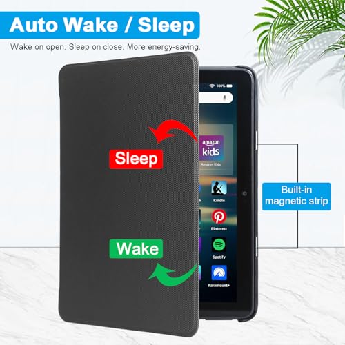 Amazon Fire HD 8 Tablet Case (12th/10th Generation,2024/2022/2020 Release),Slim Soft TPU Back Smart Magnetic Stand Protective Cover,[Sleep/Wake] for Fire HD 8/Plus/Kids/Pro Tablet,(Black)