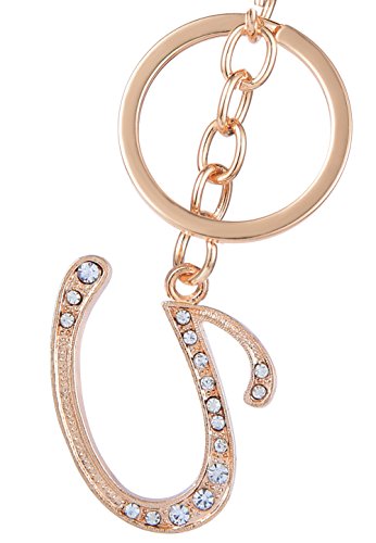 AlphaAcc Keychain for Women Purse Charms for Handbags Crystal Alphabet Initial Letter Pendant with Key Ring,Letter U