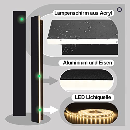 AOEH LED Long Wall Light IP65 Waterproof 3000 K Aluminium for Outdoor and Indoor Terrace Balcony Door Garage Bedroom 100 cm